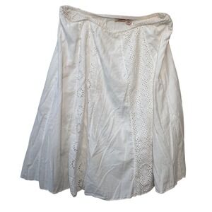 Weekend Choices White Eyelet‎ Skirt Cotton A-Line Casual XL